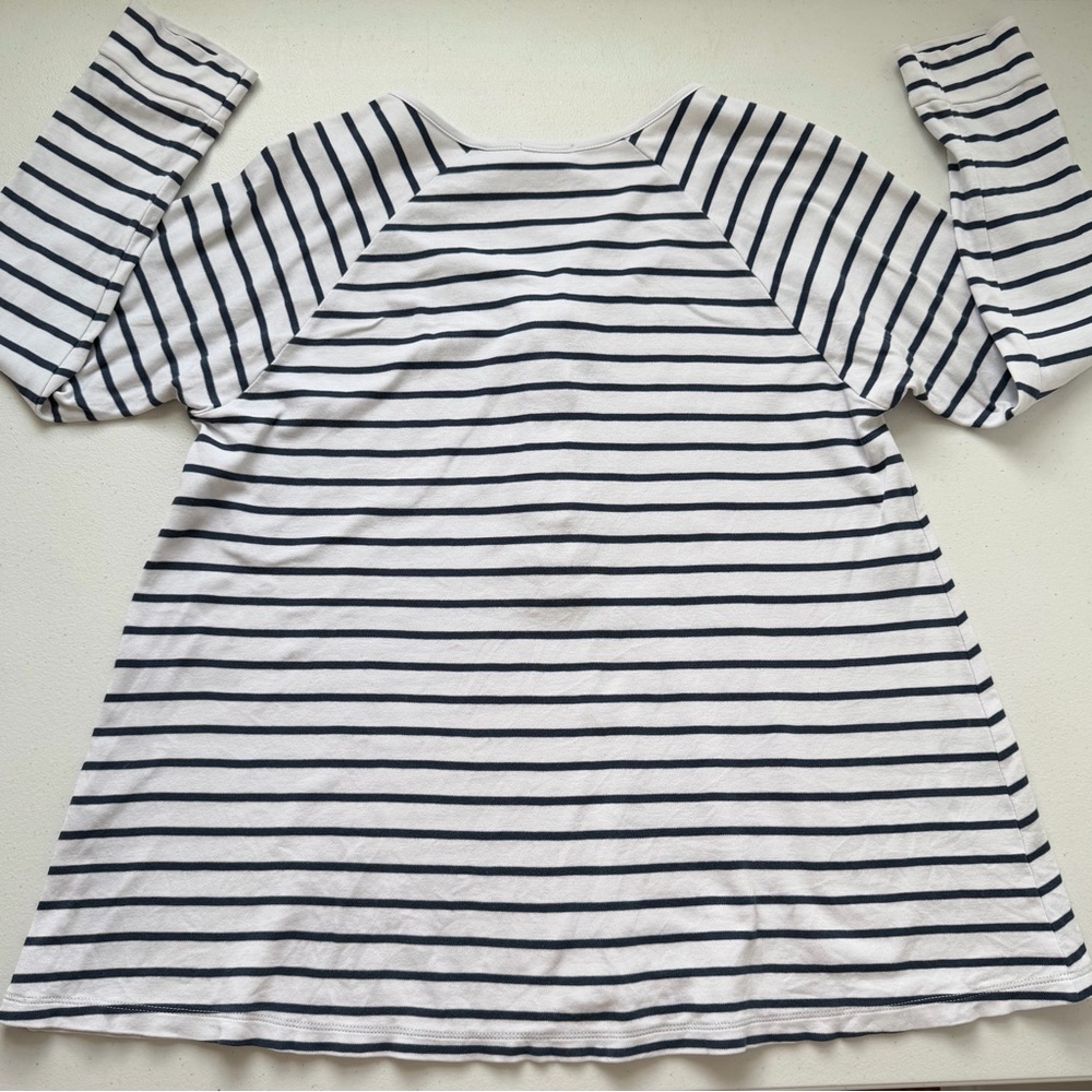 LAKE Pajamas Pima Cotton Navy Blue Striped Maternity Nursing Top Size M *flaws - Picture 8 of 10